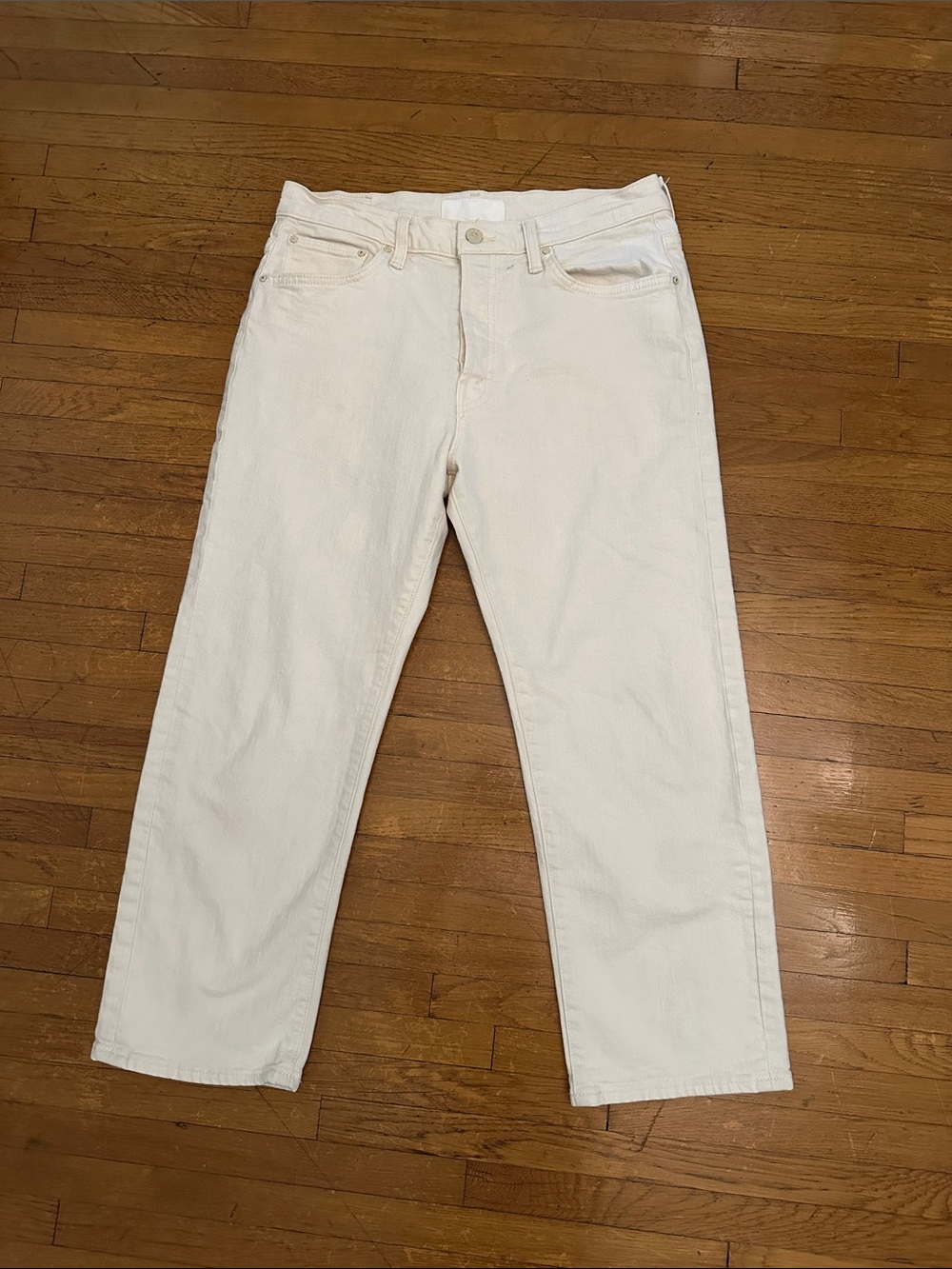 MOTHER The Ditcher Crop in Cream- size 29